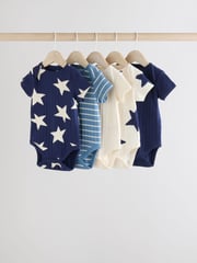 Blue 5 Pack Baby Short Sleeve Bodysuits - Image 1 of 11