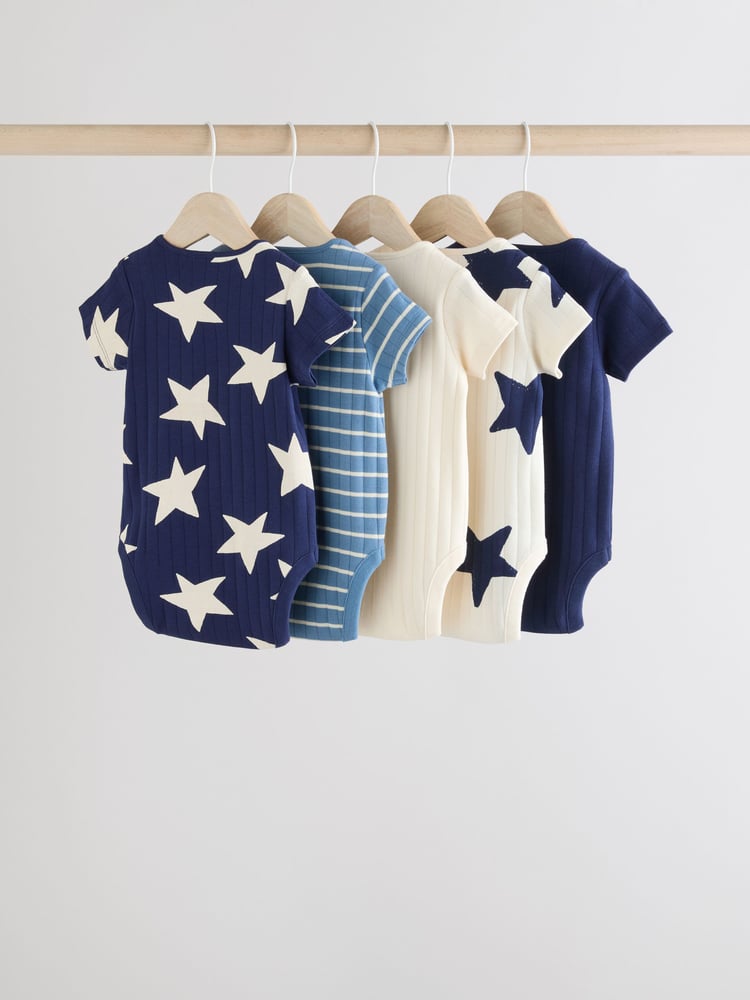 Blue 5 Pack Baby Short Sleeve Bodysuits - Image 2 of 11
