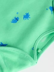 Blue/Green/Red Dinosaur Print Short Sleeve Baby Bodysuits 5 Pack - Image 11 of 13