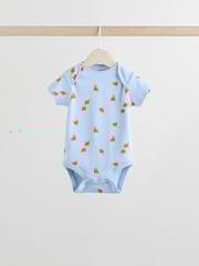 Blue/Green/Red Dinosaur Print Short Sleeve Baby Bodysuits 5 Pack - Image 5 of 13