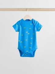 Blue/Green/Red Dinosaur Print Short Sleeve Baby Bodysuits 5 Pack - Image 6 of 13