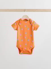 Blue/Green/Red Dinosaur Print Short Sleeve Baby Bodysuits 5 Pack - Image 8 of 13