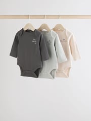 Monochrome Baby Long Sleeve Bodysuits 3 Pack - Image 1 of 11