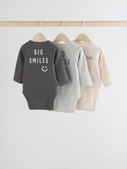 Monochrome Baby Long Sleeve Bodysuits 3 Pack - Image 2 of 11