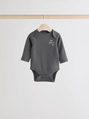Monochrome Baby Long Sleeve Bodysuits 3 Pack - Image 3 of 11