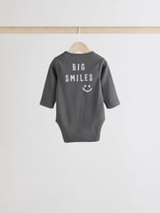 Monochrome Baby Long Sleeve Bodysuits 3 Pack - Image 4 of 11