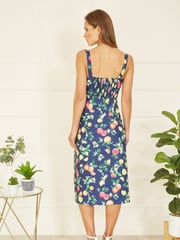 Yumi Blue Fruit Print Strappy Sundress With Front Split - Image 2 of 5