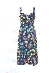 Yumi Blue Fruit Print Strappy Sundress With Front Split - Image 5 of 5