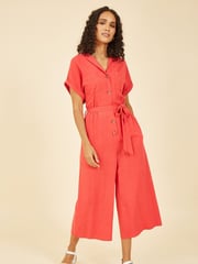 Yumi Red Button up Jumpsuit - Image 1 of 5