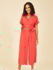 Yumi Red Button up Jumpsuit - Image 3 of 5