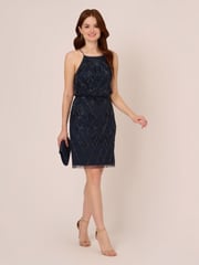 Adrianna Papell Blue Studio Beaded Blouson Dress - Image 3 of 7
