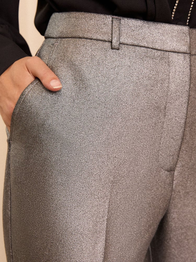 Love & Roses Silver Tailored Metallic Trousers - Image 4 of 4