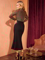 Love & Roses Black Fishtail Crepe Maxi Skirt - Image 2 of 4