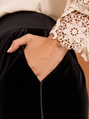 Love & Roses Black Velvet High Waist Wide Leg Tailored Trousers - Image 3 of 4