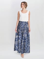 Gina Bacconi Blue Dakota Satin Elastic Waist Skirt - Image 3 of 6