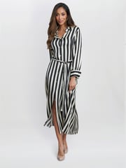 Gina Bacconi Katarina Satin Shirt Black Dress - Image 1 of 6