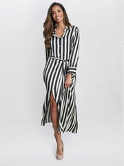Gina Bacconi Katarina Satin Shirt Black Dress - Image 3 of 6