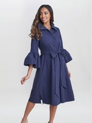 Gina Bacconi Blue Melinda Taffeta Shirt Dress - Image 1 of 6