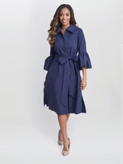 Gina Bacconi Blue Melinda Taffeta Shirt Dress - Image 3 of 6