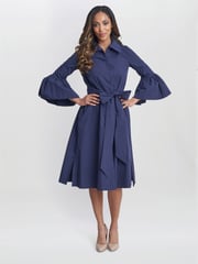 Gina Bacconi Blue Melinda Taffeta Shirt Dress - Image 5 of 6