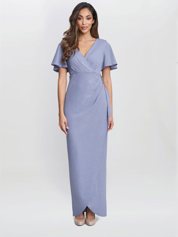 Gina Bacconi Purple Alissa Maxi Dress With Hip Embellishment - Image 1 of 5