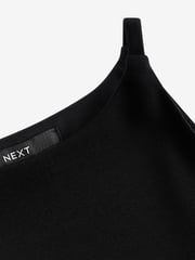 Black Rochelle Racer Satin Jersey Mix Puffball Mini Dress - Image 9 of 9