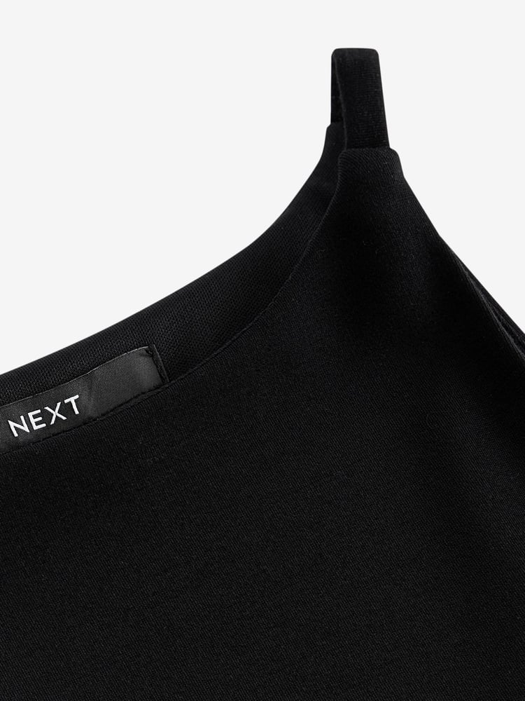 Black Rochelle Racer Satin Jersey Mix Puffball Mini Dress - Image 9 of 9