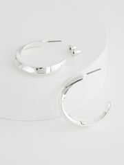Silver Tone Twist Hoop Earrings - Image 3 of 4