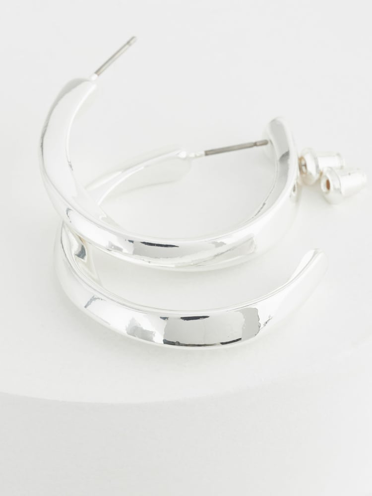 Silver Tone Twist Hoop Earrings - Image 4 of 4