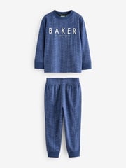 Baker by Ted Baker Blue/Green Long Sleeve 100% Cotton Pyjamas 2 Pack - Image 2 of 7