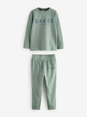 Baker by Ted Baker Blue/Green Long Sleeve 100% Cotton Pyjamas 2 Pack - Image 4 of 7