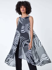 Roman Black Full Length Printed Overlay Jumpsuit - Image 2 of 5