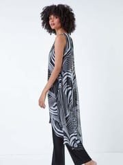 Roman Black Full Length Printed Overlay Jumpsuit - Image 3 of 5