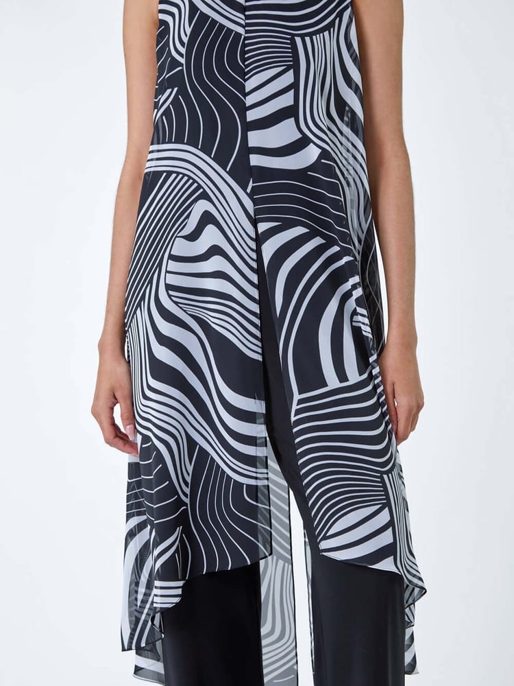 Roman Black Full Length Printed Overlay Jumpsuit - Image 5 of 5