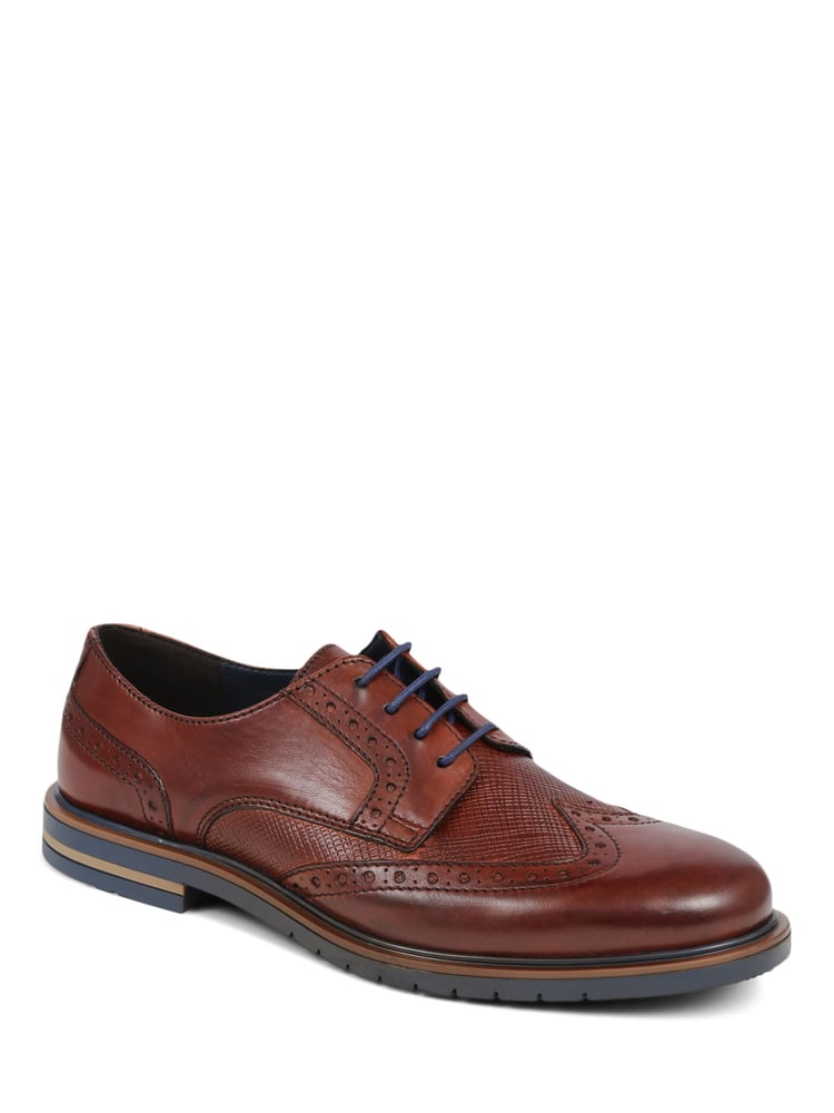 Pavers Brogues Detailed Leather Lace-Up Brown Shoes - Image 1 of 5