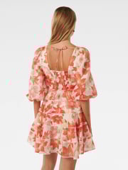 Forever New Red Cindy Tiered Floral Skater Dress with A Touch of Linen - Image 4 of 5