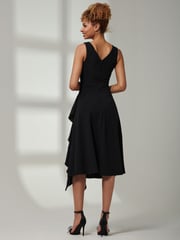 Jolie Moi Black Haylen Frill Detail Midi Dress - Image 2 of 5