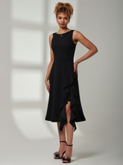 Jolie Moi Black Haylen Frill Detail Midi Dress - Image 5 of 5