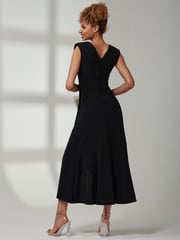 Jolie Moi Black Preslie Wrap Frill Hem Maxi Dress - Image 2 of 6