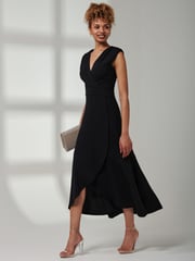 Jolie Moi Black Preslie Wrap Frill Hem Maxi Dress - Image 6 of 6