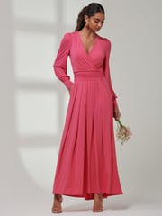 Jolie Moi Pink Giulia Long Sleeve Maxi Dress - Image 1 of 6