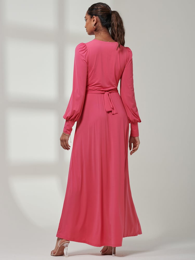 Jolie Moi Pink Giulia Long Sleeve Maxi Dress - Image 2 of 6