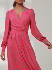 Jolie Moi Pink Giulia Long Sleeve Maxi Dress - Image 3 of 6