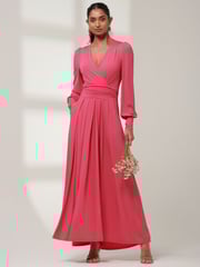Jolie Moi Pink Giulia Long Sleeve Maxi Dress - Image 6 of 6