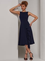 Jolie Moi Navy Blue Haylen Frill Detail Midi Dress - Image 3 of 3
