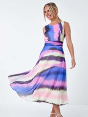 Roman Purple Sleeveless Abstract Print Midi Dress - Image 1 of 5