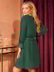 Love & Roses Green Pleated Ruffle Mini Dress - Image 3 of 4