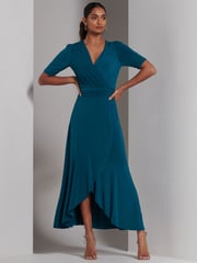 Jolie Moi Blue Olana Jersey Frill Hem Maxi Dress - Image 1 of 6