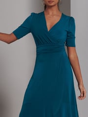 Jolie Moi Blue Olana Jersey Frill Hem Maxi Dress - Image 3 of 6