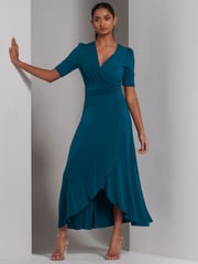Jolie Moi Blue Olana Jersey Frill Hem Maxi Dress - Image 4 of 6